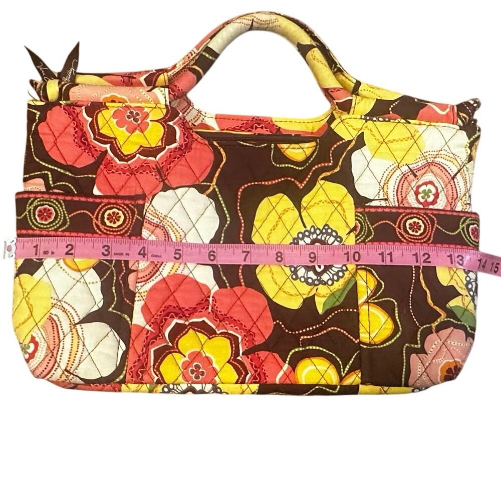 Vera Bradley BowlerBag Retired Buttercup Floral Quilted Handbag Brown Yellow Red - Picture 6 of 7